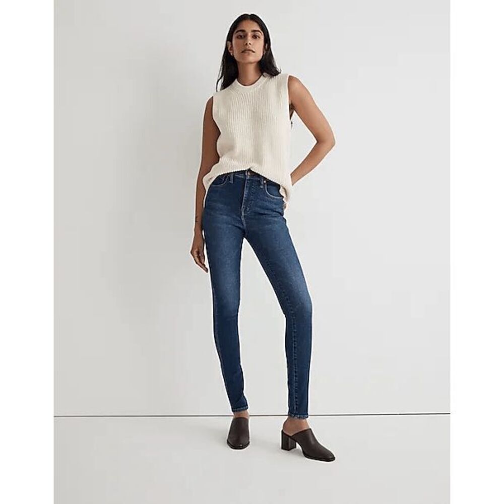 Madewell Womens Skinny Jeans Size 24T Blue 10" High-Rise Dark Wash Denim